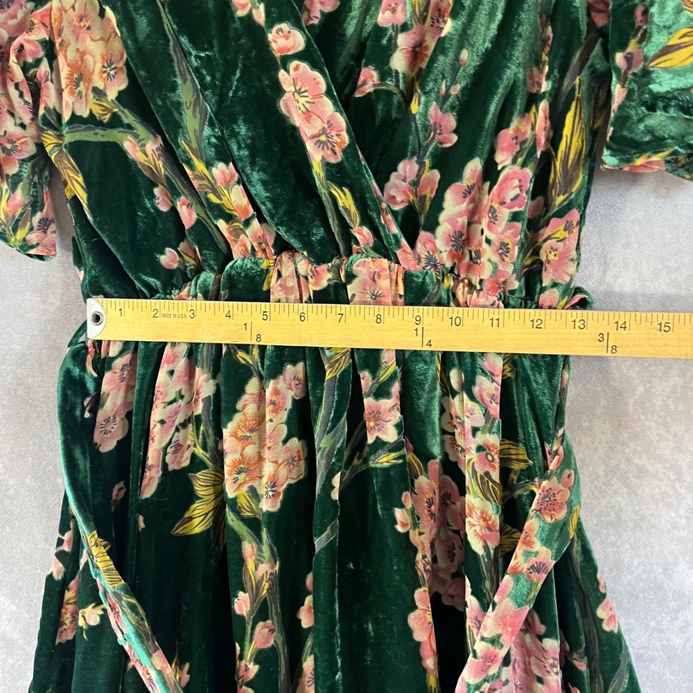 Baltic Born Maxi Dress Womens Large Green Velvet Floral Burnout Wrap Gown NWOT - Picture 7 of 10